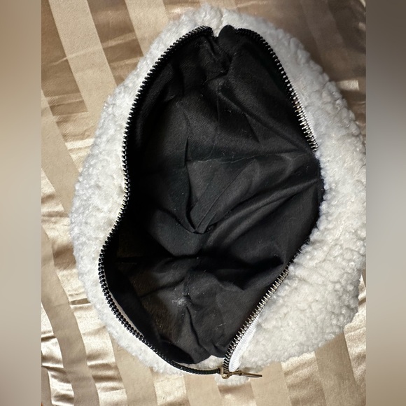 White Fleece Wristlet with Strap - Picture 3 of 5